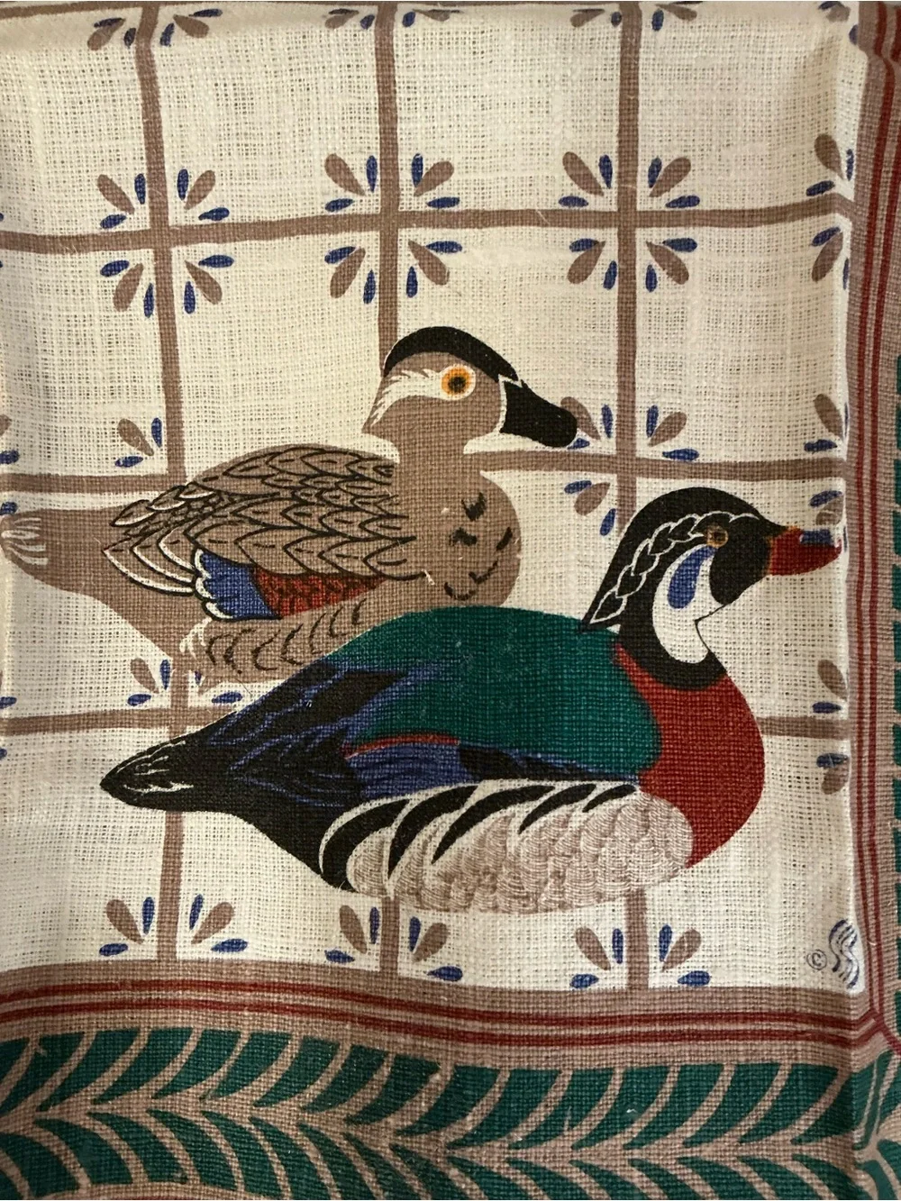 Set of vintage linen kitchen towels